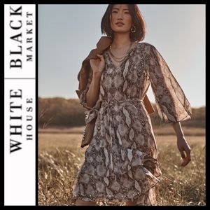 NWT WHBM Studded Python Ruffle Dress